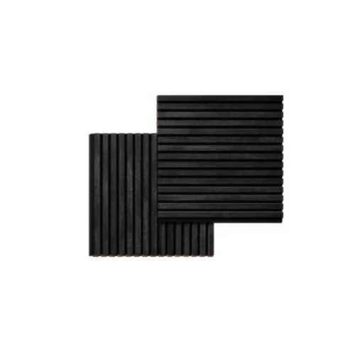Фото Акустическая панель Cosca Дуб Графит, черный войлок, рейки (600х600 х19мм)