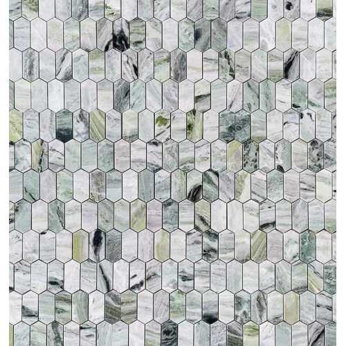 Фото Мозаика из натурального камня Caramelle Pietrine Hexagonal Onice Verde oliva POL long hex 86х38 (278х304х7 мм)