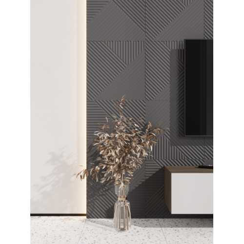 Фото Стеновая панель квадратная МДФ Ликорн - Пирамида, Графит, 500*500*8 мм (4 шт)