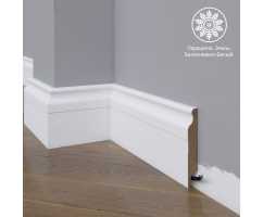Белый плинтус напольный МДФ Madest Decor модель 02-100-18 крашеный (100х18х2400 мм)