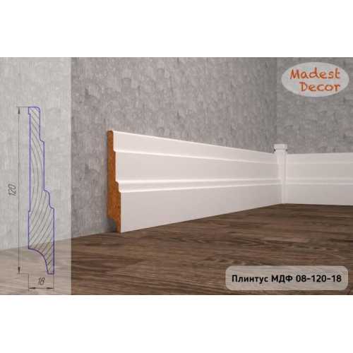 Фото Плинтус напольный под покраску 08-120-18 Madest Decor MDF (120х18х2400 мм)