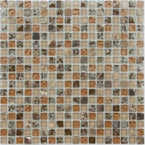 Фото Мозаика стеклянная с камнем Caramelle Naturelle Klondike 15х15 (305х305х8 мм)